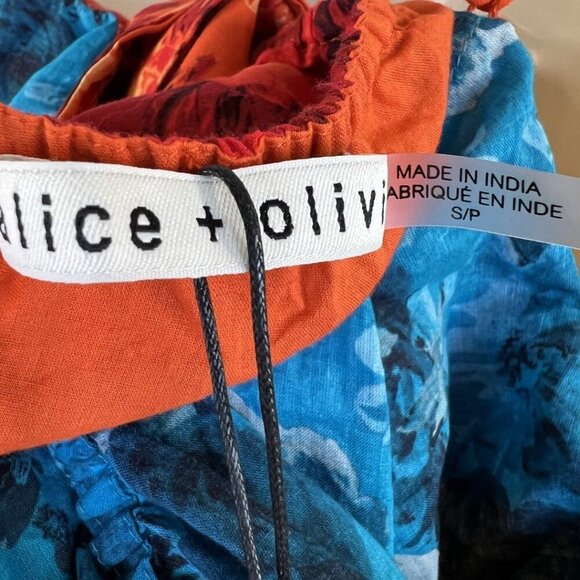 NWT Alice + Olivia Rowen Tiered Square Neck Babydoll Dress $440 - Picture 11 of 13